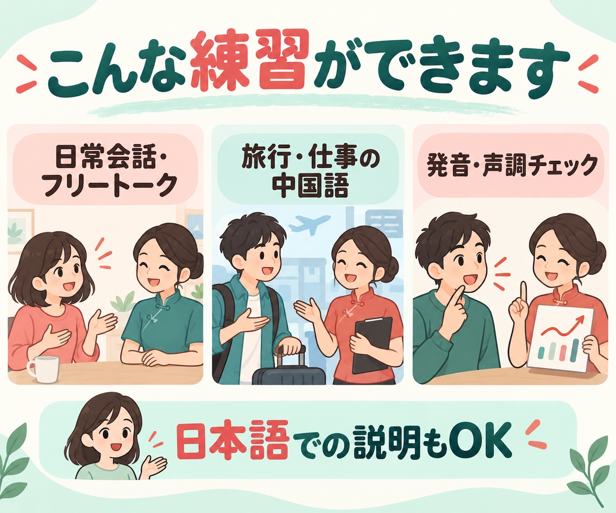学んだ中国語の会話練習をしますます 知識を「話せる中国語」に変える実践練習です イメージ2