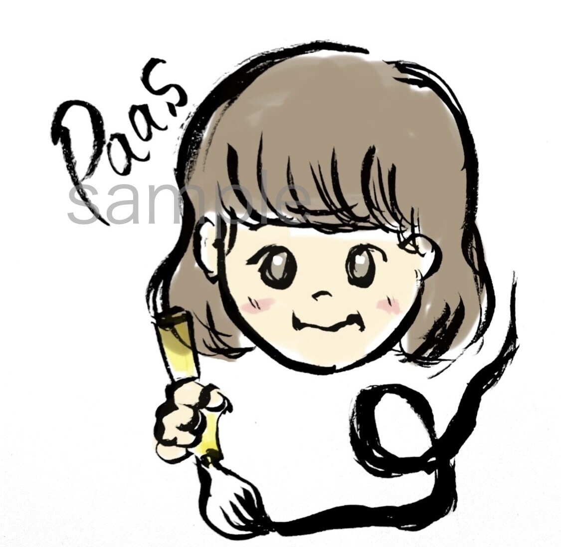 SNSアイコンや挿絵に♪可愛いイラストを描きます 毛筆でふんわり★手書き感あふれる個性的な似顔絵♪商用OK イメージ2