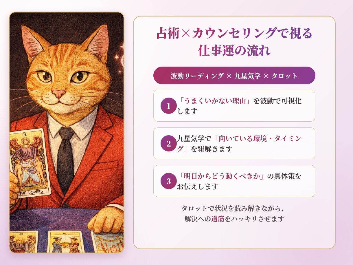 波動リーディング×気学で仕事の悩みを解決します 鑑定歴８年！波動と九星の巡りで「今動くべきか」がわかる イメージ3