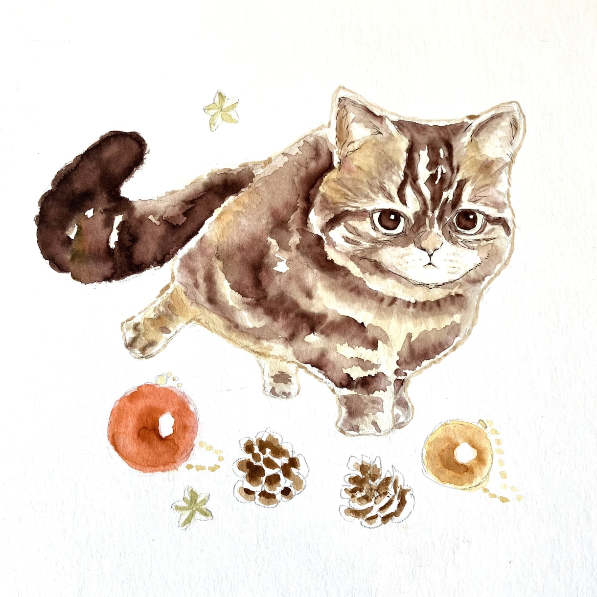 原画配送うちの子ペット水彩画イラスト描きます シックな雰囲気から絵本風まで。犬猫鳥うさぎハムスター イメージ3
