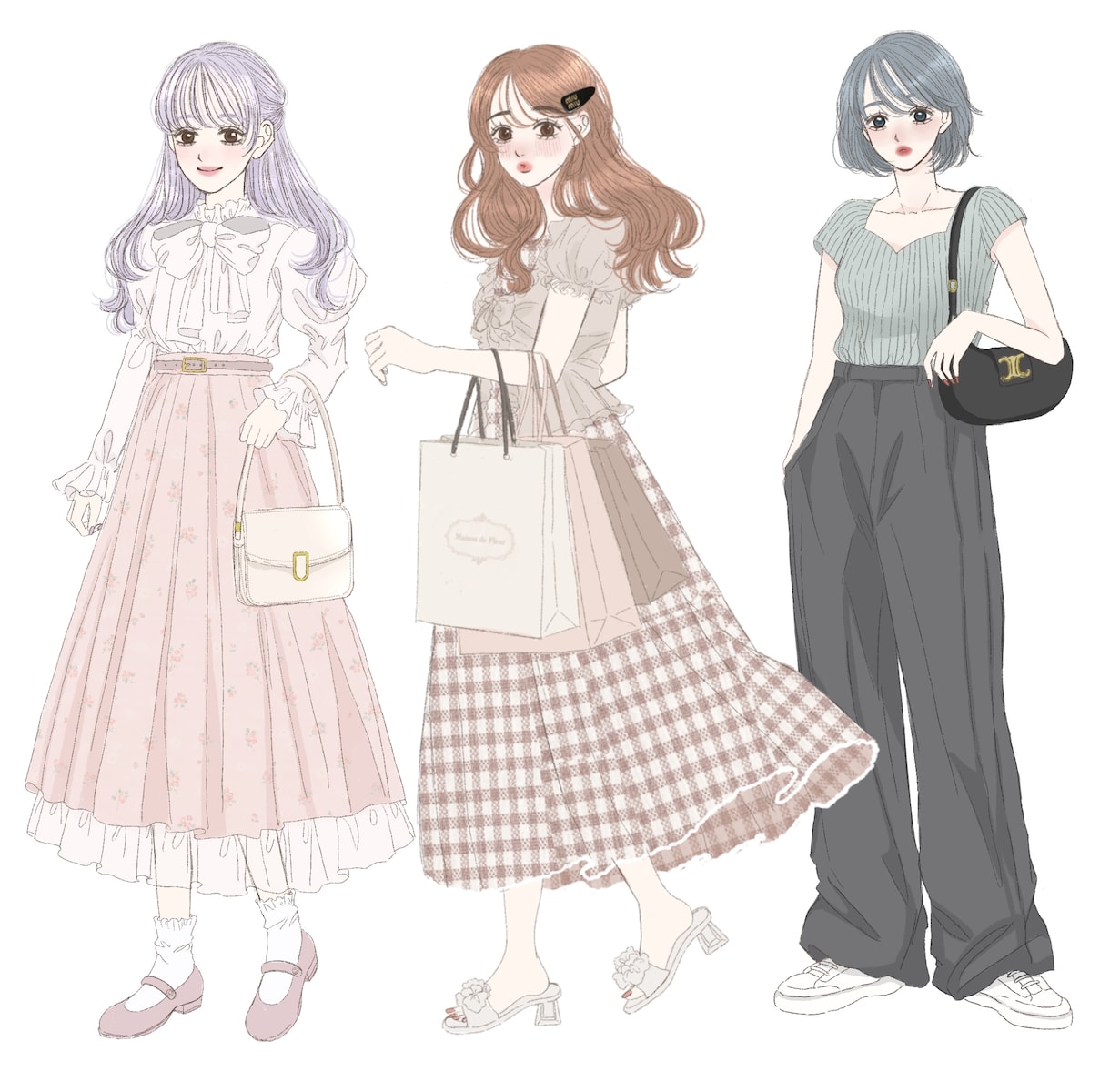 キャラクター立ち絵・コーデイラスト描きます 【ファッション・サイト・ビジネス・コーデ・SNS用】 イメージ2