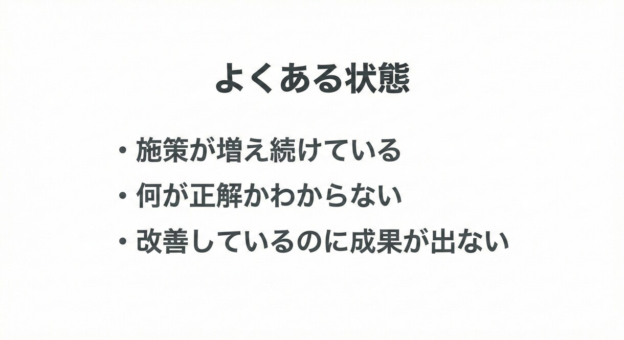 マーケ施策の整理と実行計画を設計します 施策を増やす前に、 「何を判断すべきか」を整理する イメージ3