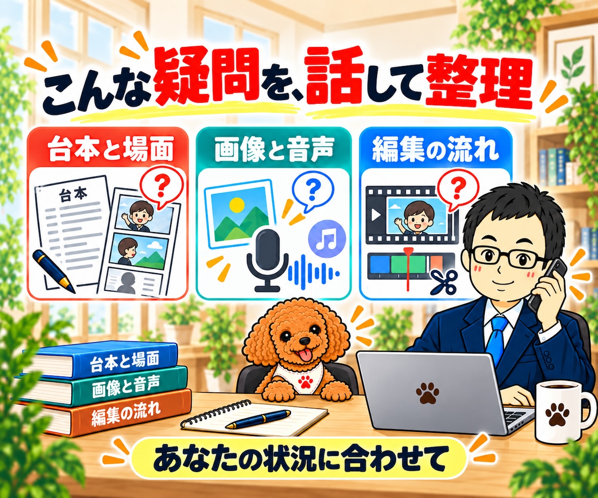 AI動画制作・漫画動画の作り方を電話相談できます Codex・Claude Code活用｜台本・画像・音声 イメージ2