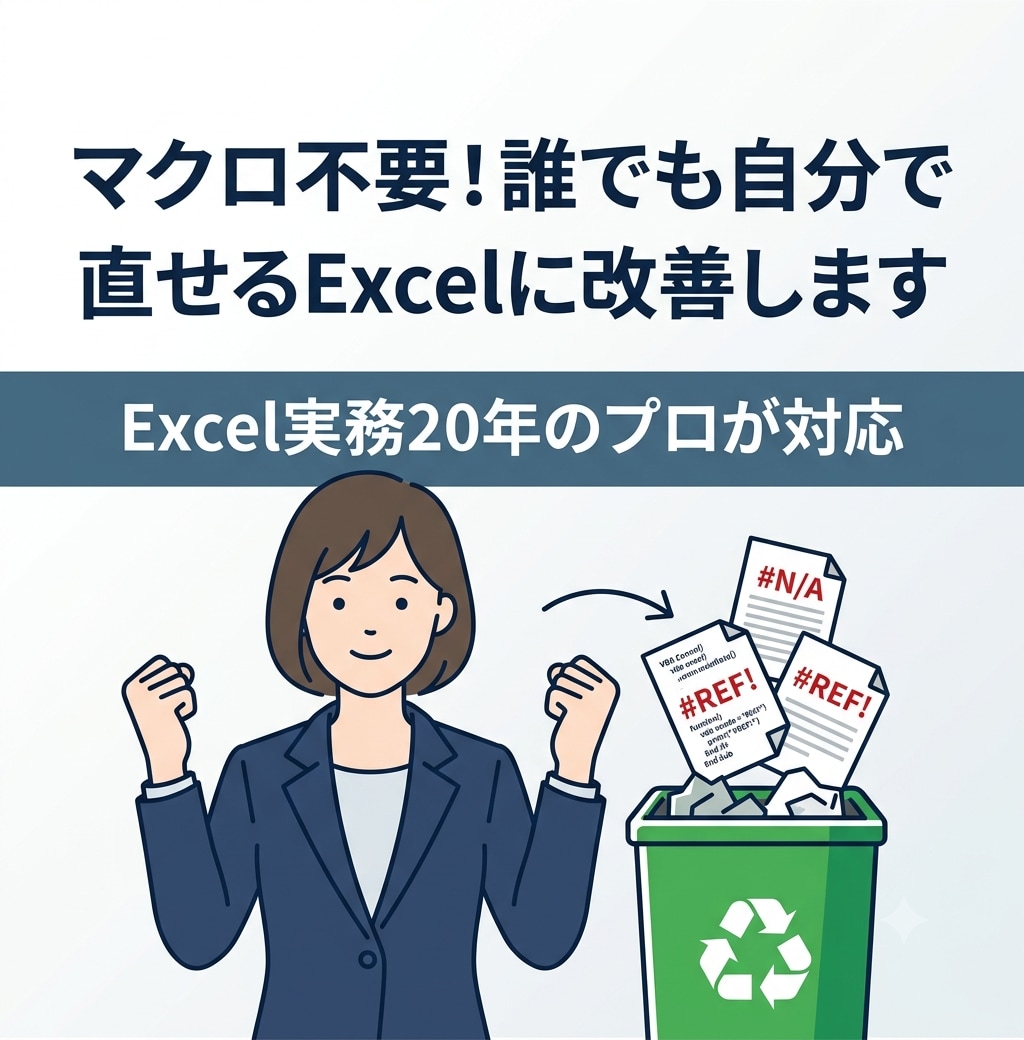 マクロ不要！誰でも直せるExcelに改善します 実務20年のExcelプロがエラー解消や数式の修正をします イメージ1