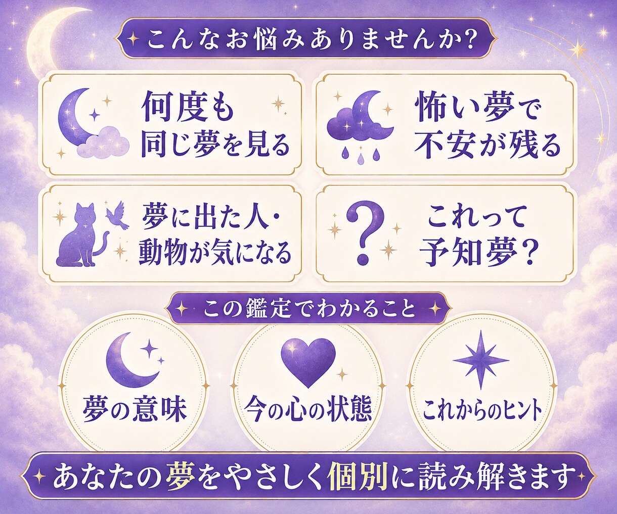 怖い夢・繰り返す夢・予知夢の意味を霊視で読解きます 夢占い×霊視で深層心理と今のあなたへのヒントを読み解きます イメージ5