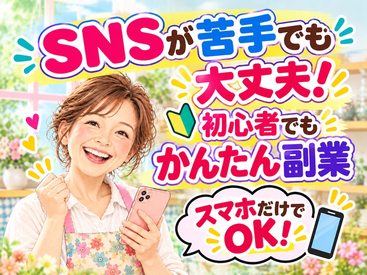 SNSが苦手な方へ副業教材をお届けします スマホ1台から始めやすい、シンプルな副業の教材です イメージ1