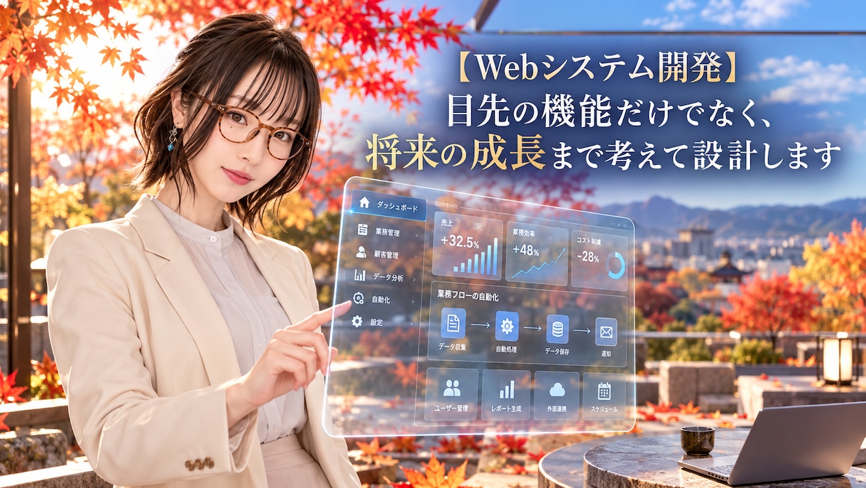 将来の拡張を見据えたWebシステムを開発します 必要な機能を形にし、将来の機能追加にも備える設計 イメージ1