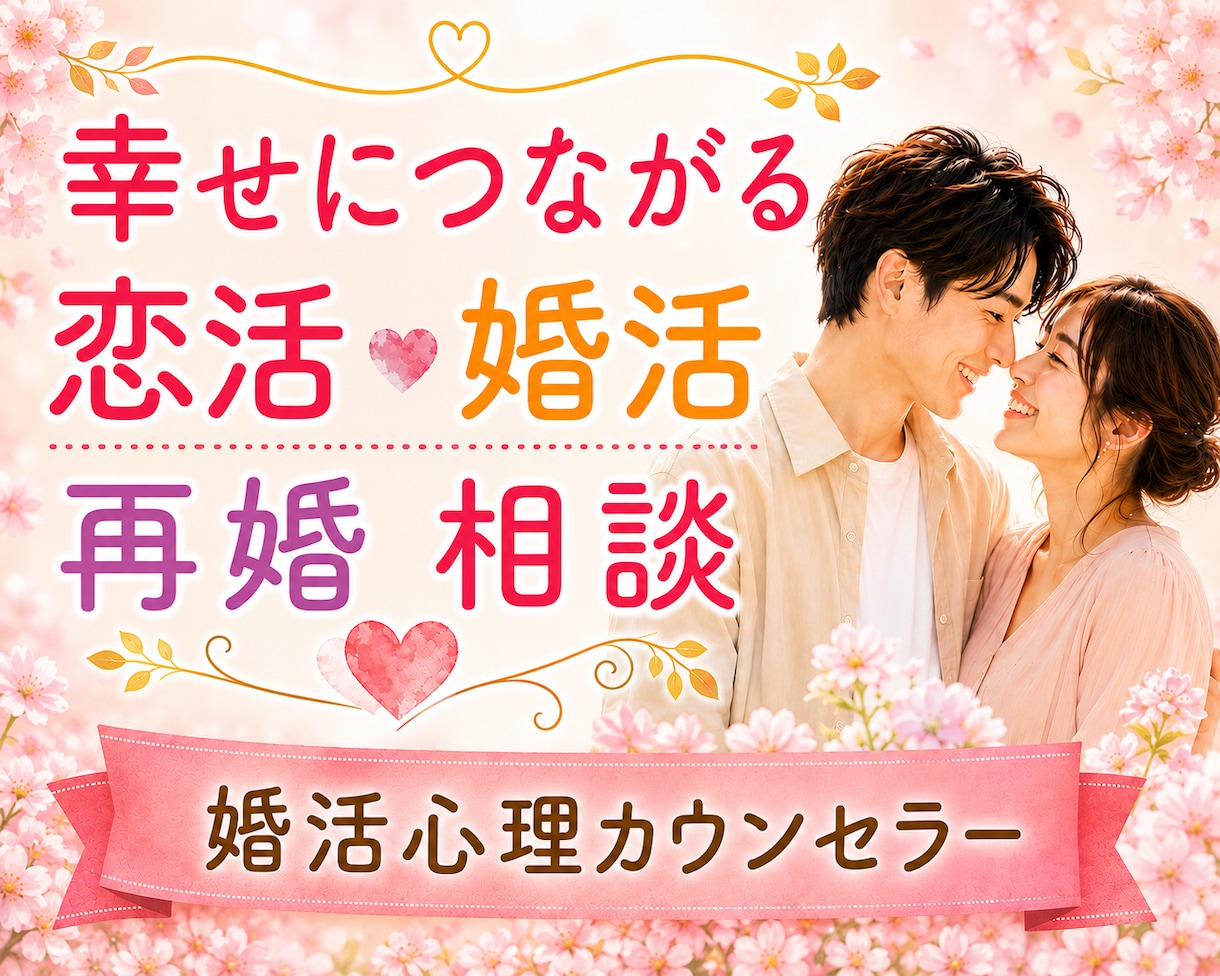 幸せな恋愛・結婚・再婚へ繋がるサポートいたします 経験者・婚活心理カウンセラーが辛い恋愛卒業のお手伝いをします イメージ1