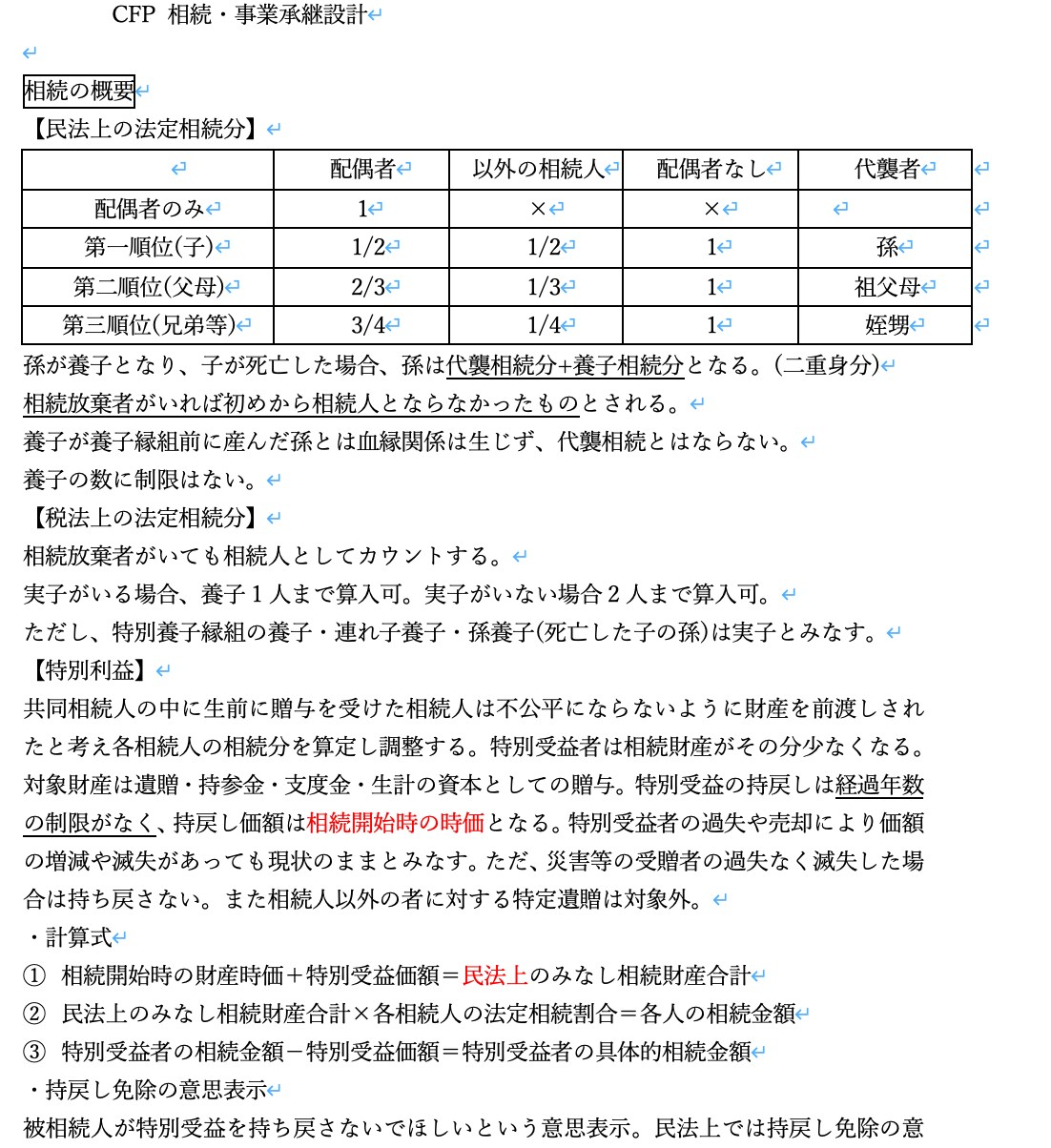 CFP相続事業承継まとめノートお譲りします CFP取得者向け！一発で8割正答率の私の試験対策ノート イメージ1