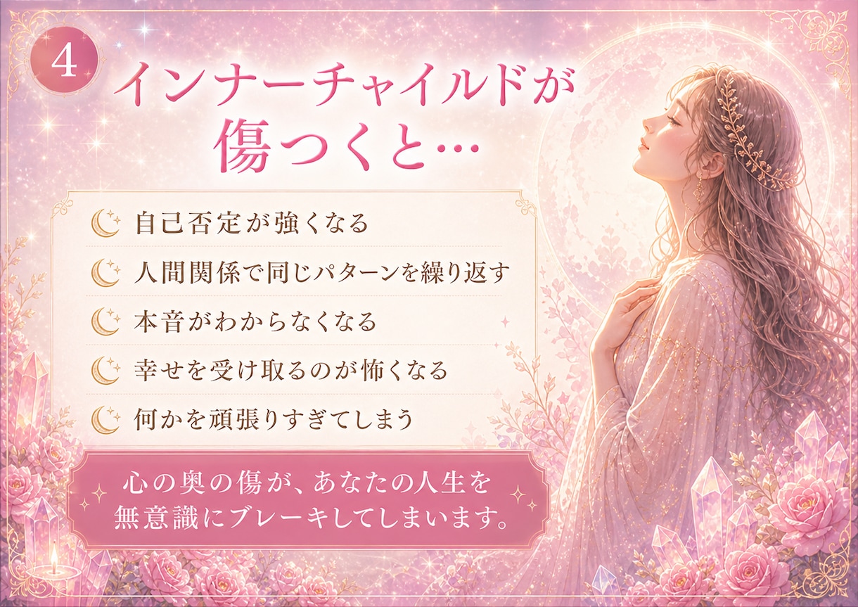 インナーチャイルドの癒しで生きづらさを解放します ずっと我慢してきた感情に寄り添い「自分らしさ」を取り戻す時間 イメージ4