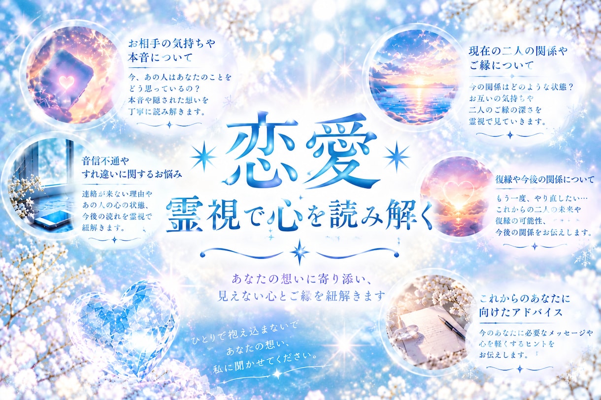 復縁・複雑愛｜霊視であの人の気持ちを鑑定します 音信不通のお悩みや二人の未来を読み解きます イメージ1