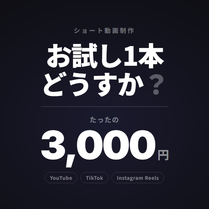プロが制作！月額セットでショート動画を量産します 初回1本3,000円でお試しOK イメージ1