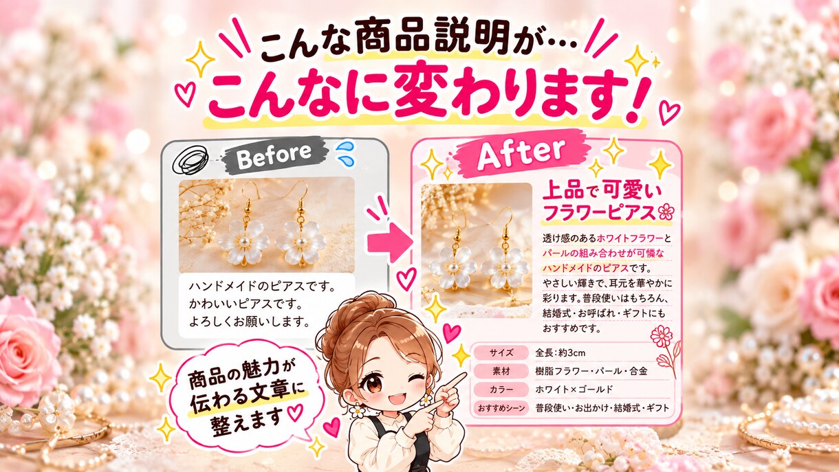 メルカリ・ネットショップの商品説明を作成します 写真と商品情報を送るだけでOKです イメージ2