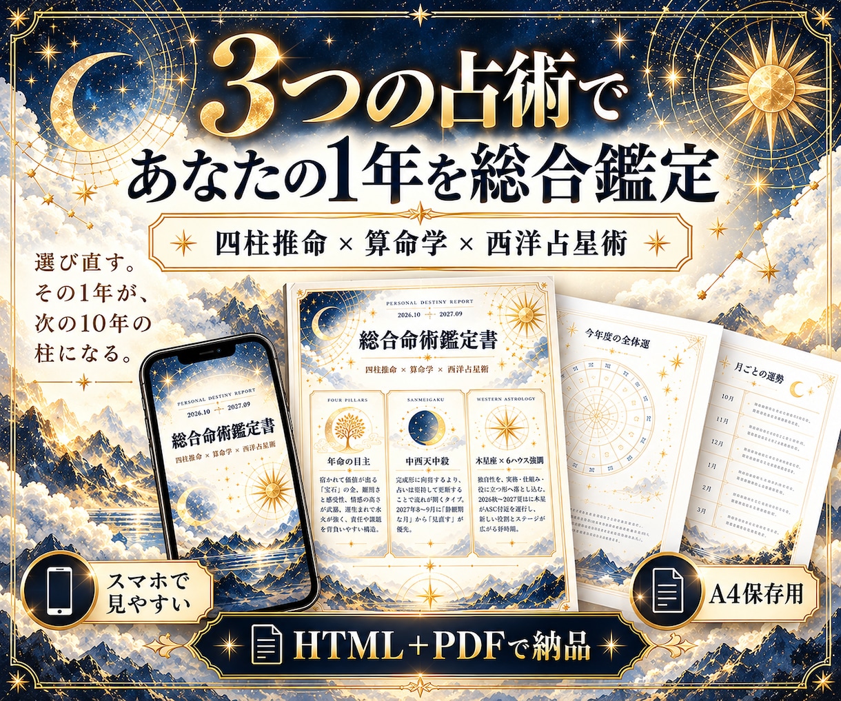 3つの占術であなたの1年を総合鑑定します 四柱推命×算命学×西洋占星術で1年を総合鑑定 イメージ1