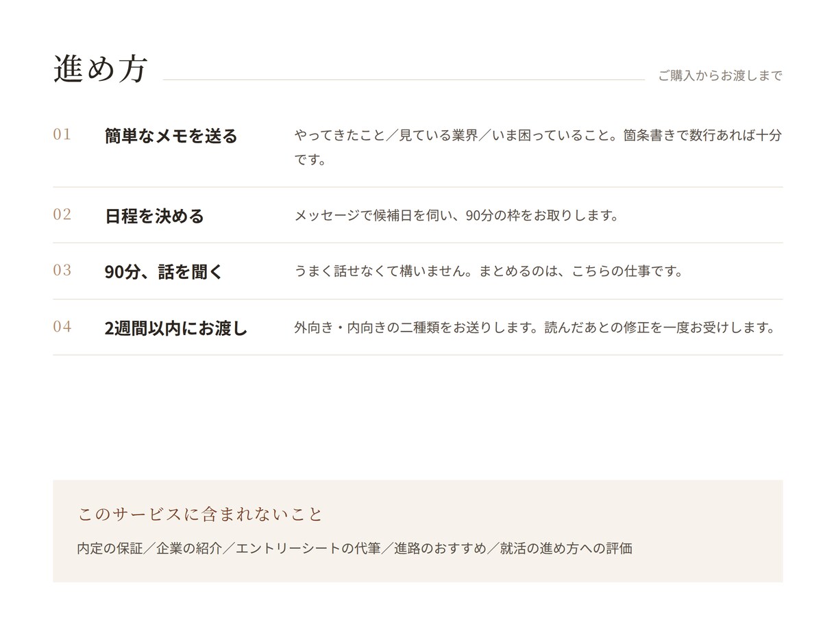 就活の自己分析を90分聞いて言葉にします テンプレではない、あなた自身の言葉を見つけます イメージ2