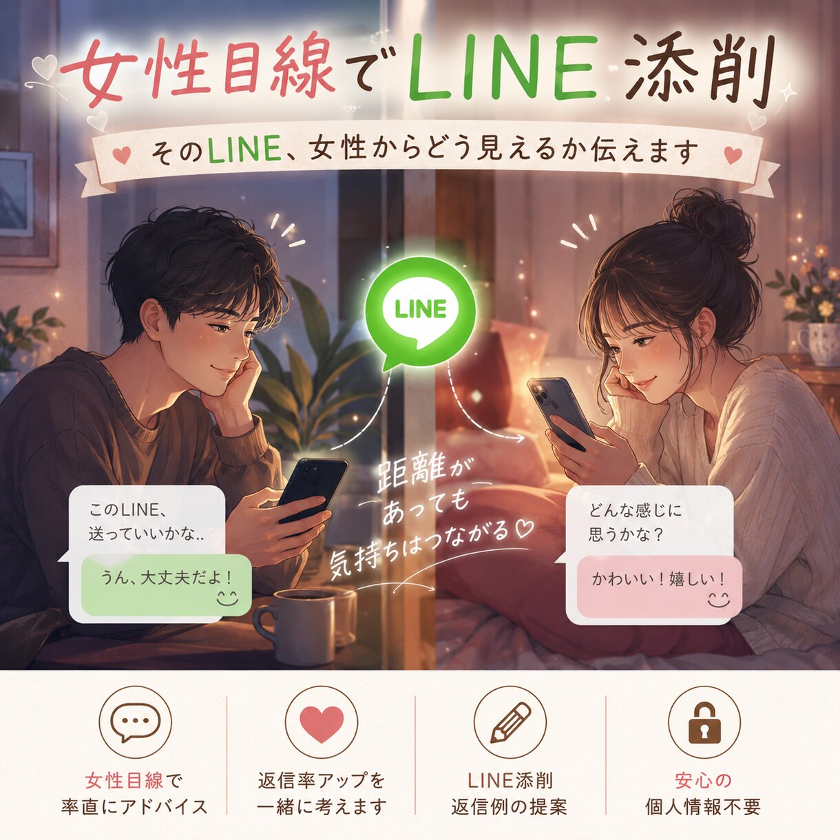 女性目線でLINE添削します そのLINE女性からどう見えるか伝えます イメージ1