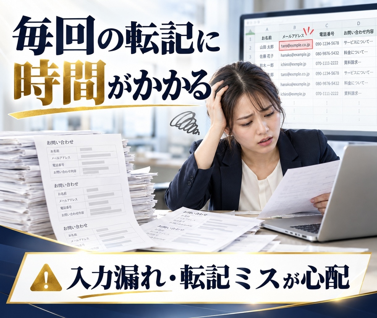 フォーム回答をスプレッドシートで自動管理します 転記作業を減らし問い合わせ管理を効率化 イメージ2