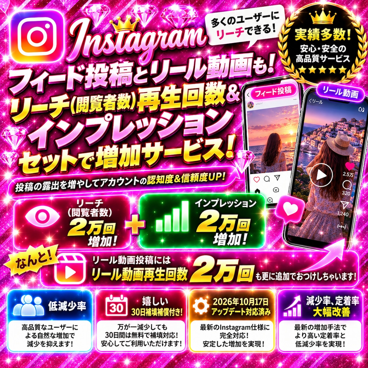 インスタ投稿のリーチ+インプ2万回増やします フィードもリールもSEO改善！インサイト上での閲覧者数が増加 イメージ8