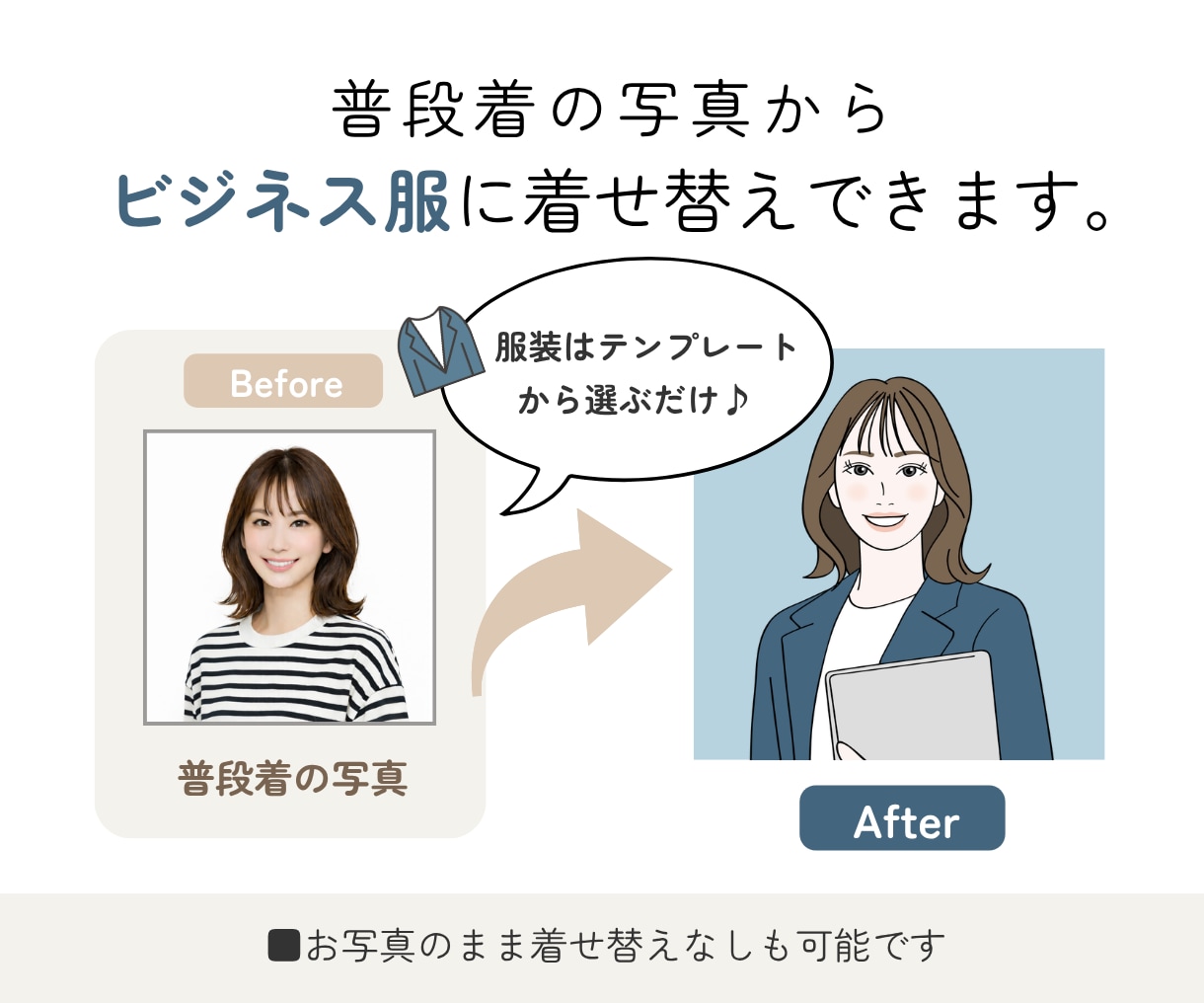 フリーランス向け｜使いやすいシンプル似顔絵描きます 個人ビジネスに好印象✨SNSアイコン・HP・名刺イラストに◎ イメージ2