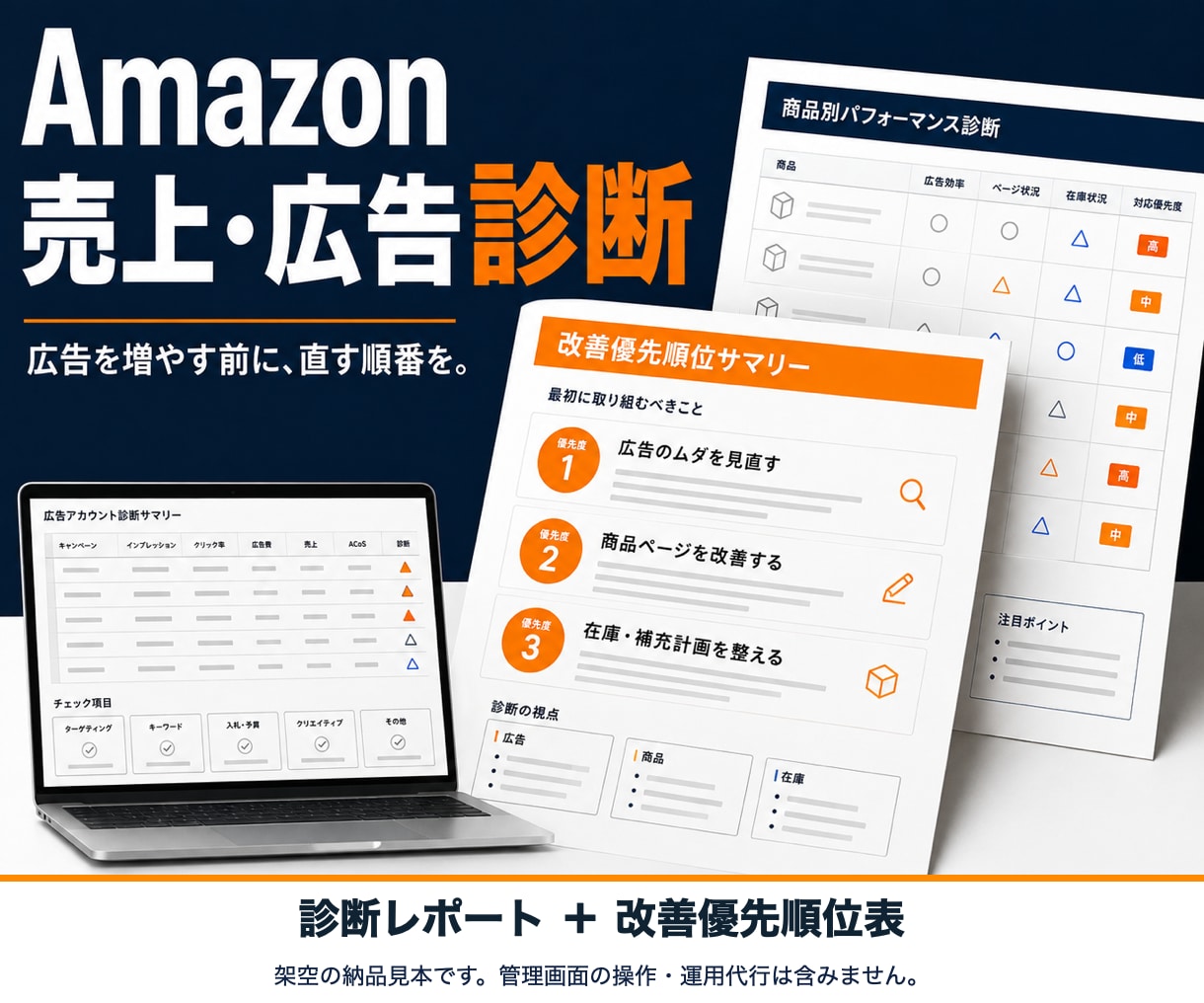 Amazon売上・広告の改善優先順位を診断します 広告を増やす前に、データで直す順番を整理 イメージ1