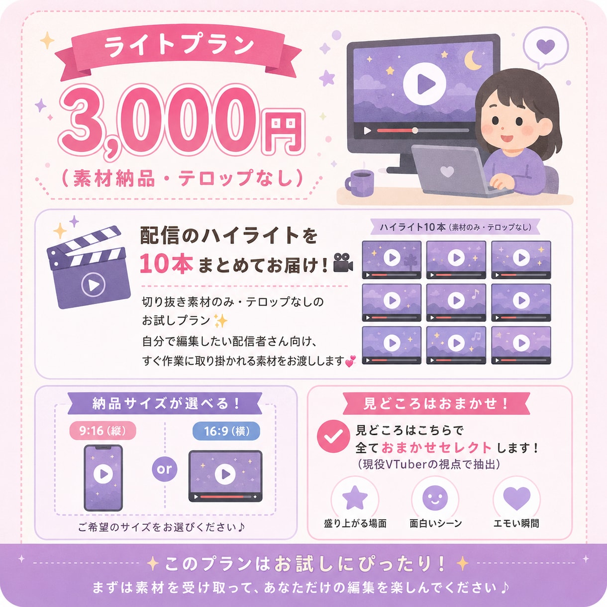 ライトプラン：配信の切り抜き素材を制作します 切り抜き素材のみ・テロップなしのお試しプラン✨ イメージ1