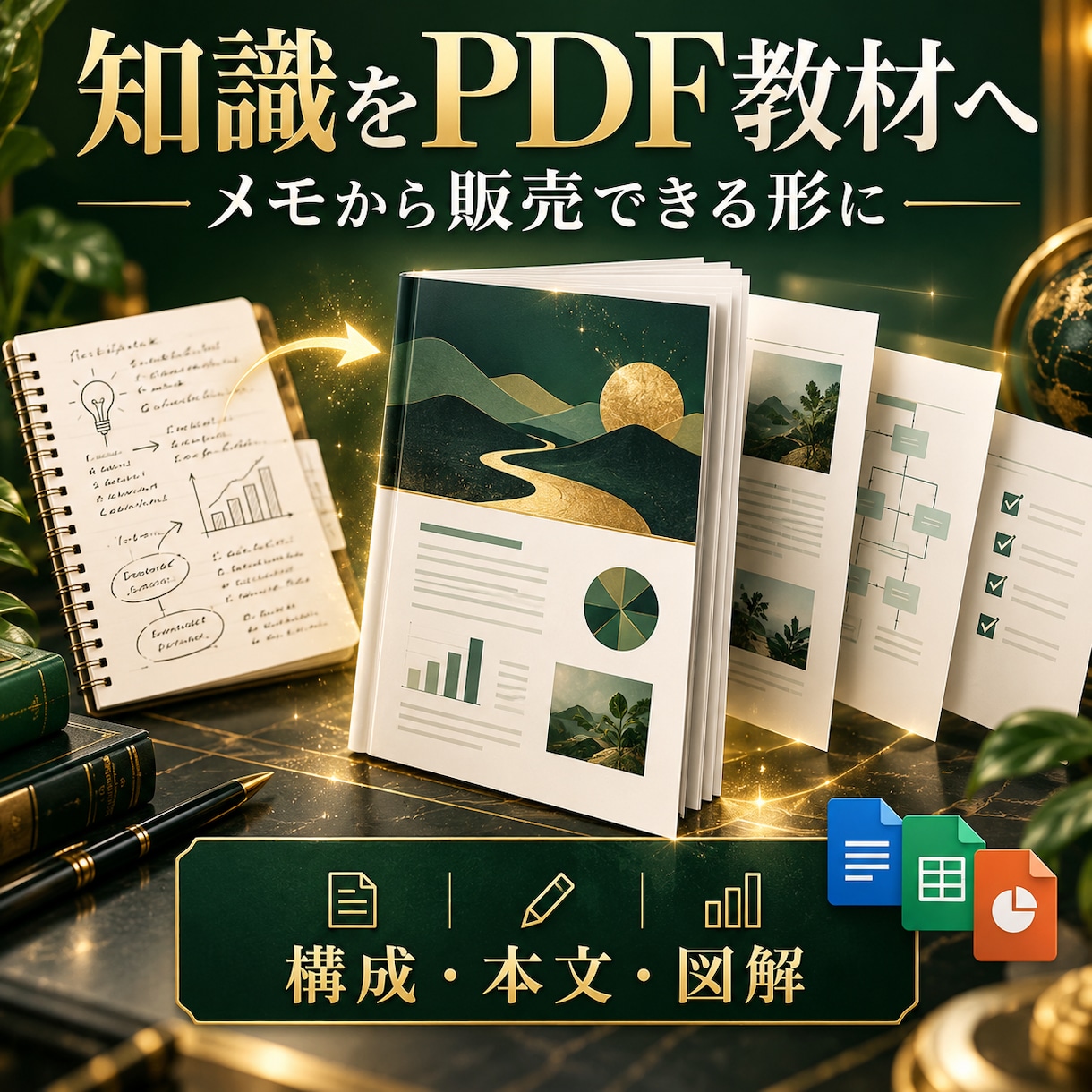 知識を販売用PDF教材にまとめます メモから章立て本文図解まで読みやすく制作します イメージ1