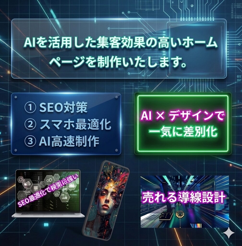AI活用の集客できるホームページを作ります AI×デザインでお店の魅力が伝わるサイトに仕上げます！ イメージ1