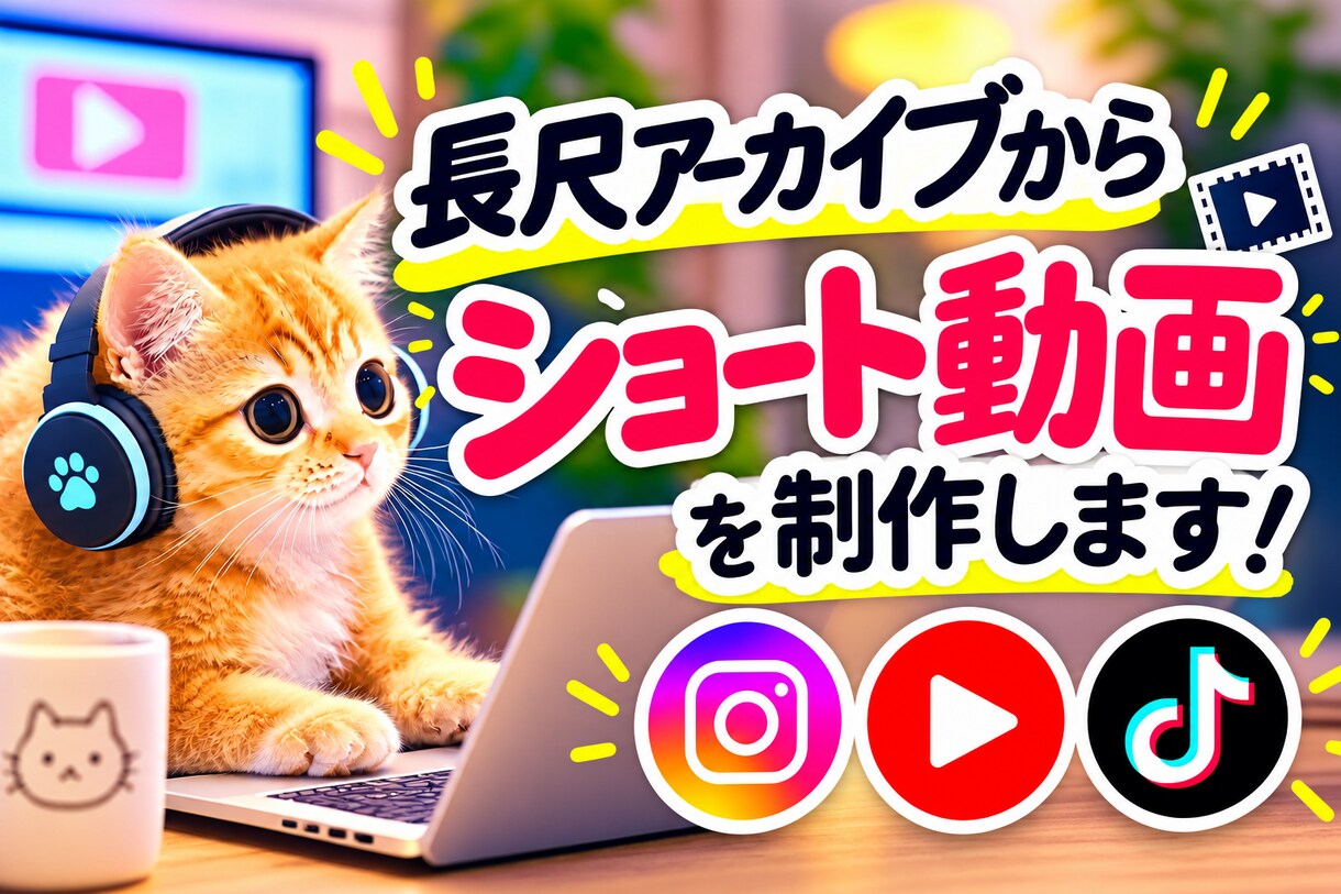 長尺アーカイブ量産ショート動画にします YouTubeInstagramTikTokに対応いたします イメージ1