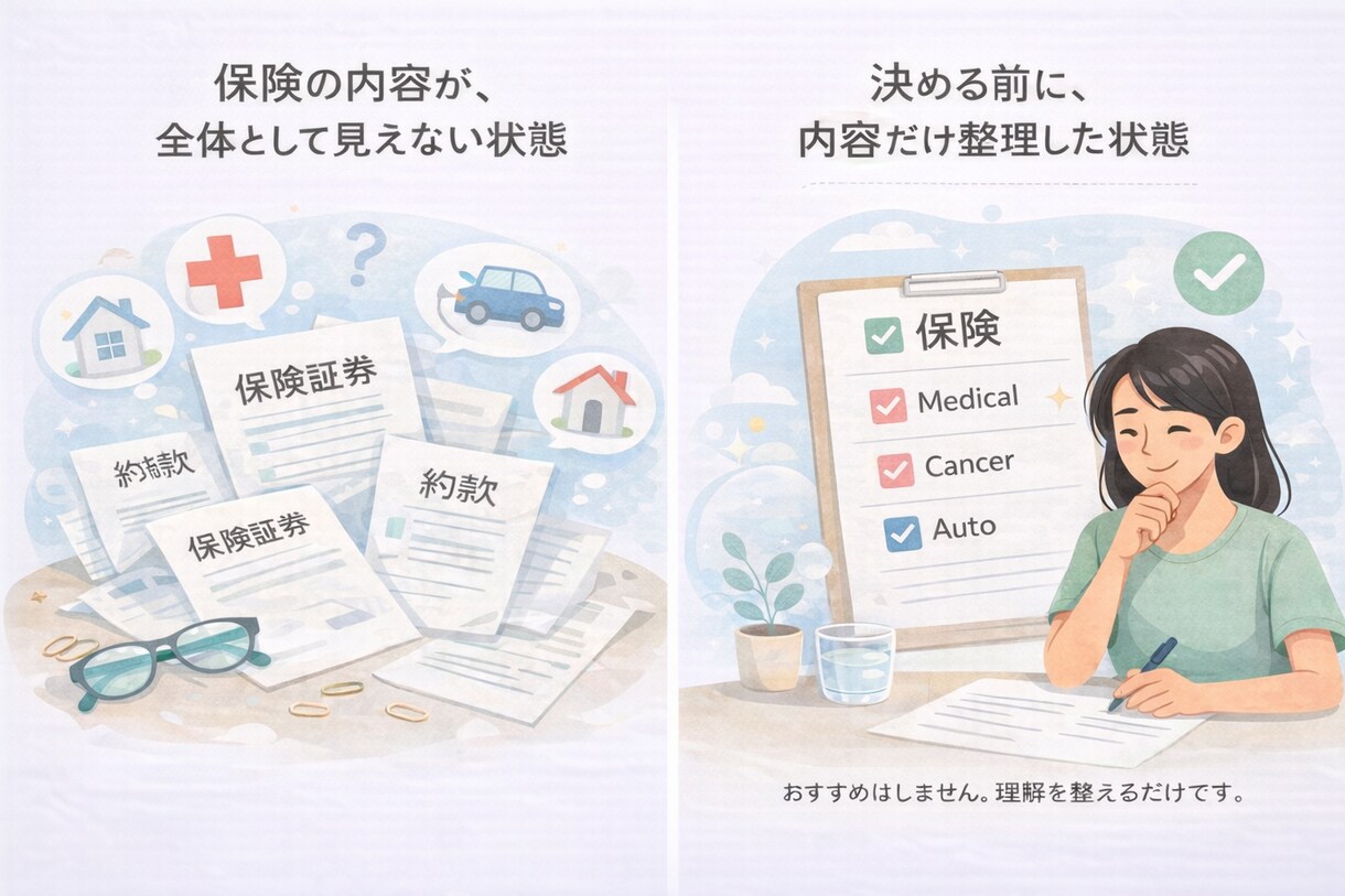 保険の契約書・説明文を分かりやすく整理します 専門用語だらけの保険内容を一緒に読み解きます イメージ1