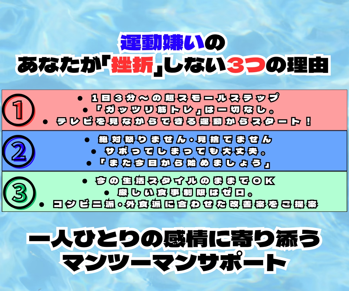 運動嫌い専門1日3分からのゆる引き締めを伴走します 絶対怒らない！三日坊主でも無理なく続く寄り添いダイエット イメージ5