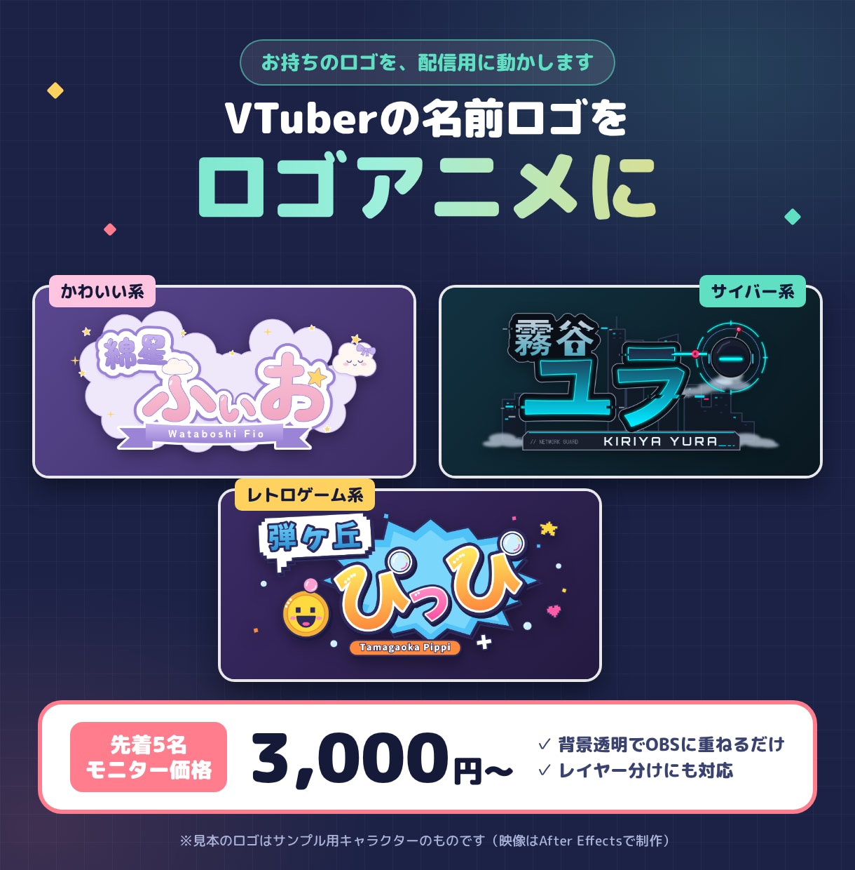 VTuberの配信用ロゴアニメーションを作ります 【先着5名モニター価格】お持ちのロゴを動くループ映像に イメージ1