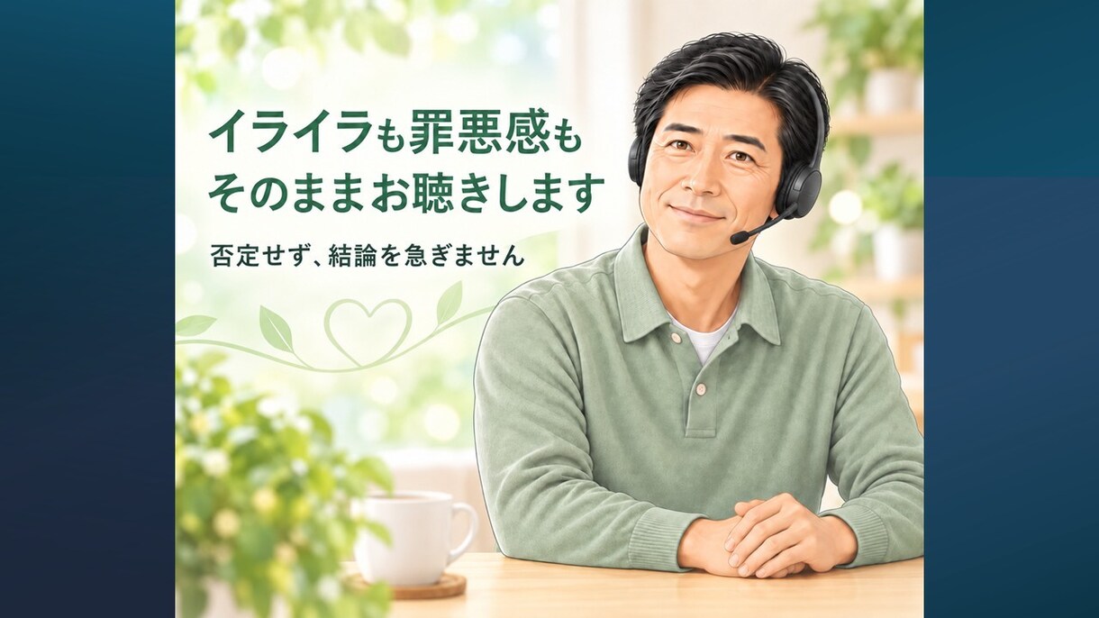 介護疲れと家族への弱音を経験者がお聴きします 支える側の孤独や罪悪感を否定せず受け止めます イメージ4