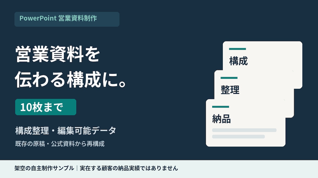 営業資料を伝わる構成に整えます 既存原稿から１０枚まで、編集できる資料へ イメージ2