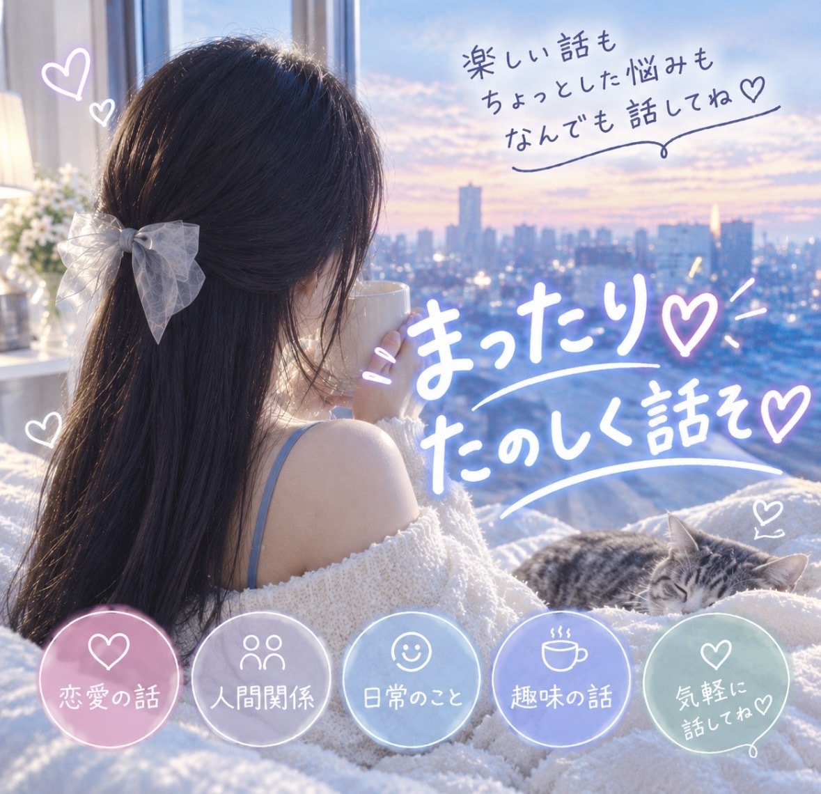 まったり楽しく( *ˊᵕˋ)✩︎‧₊お話しします 明るい雰囲気で今すぐ癒します♡ イメージ1