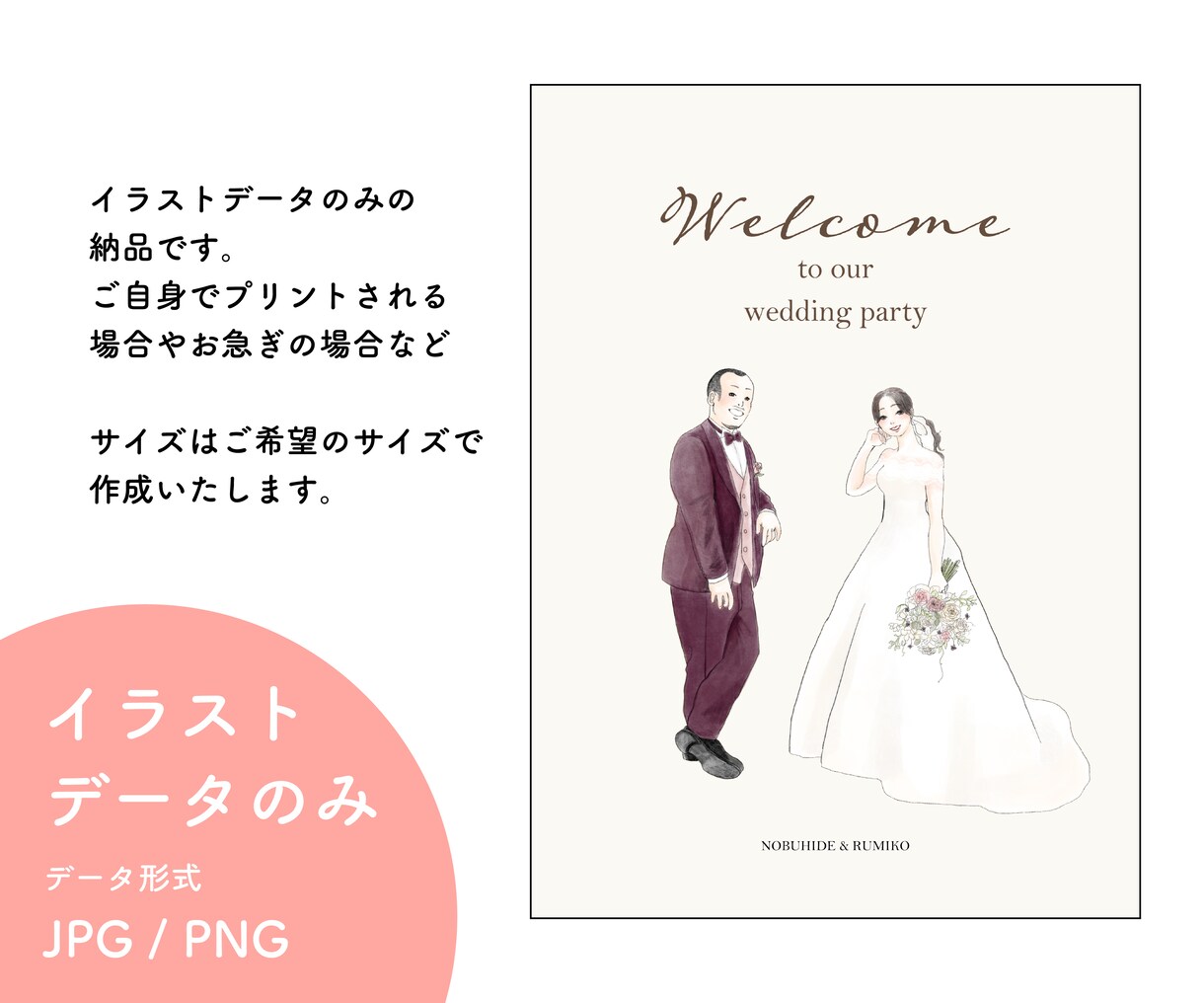 おしゃれなウェルカムボード作成します 【期間限定6/30までのご注文】イラスト代､特別価格！ イメージ2