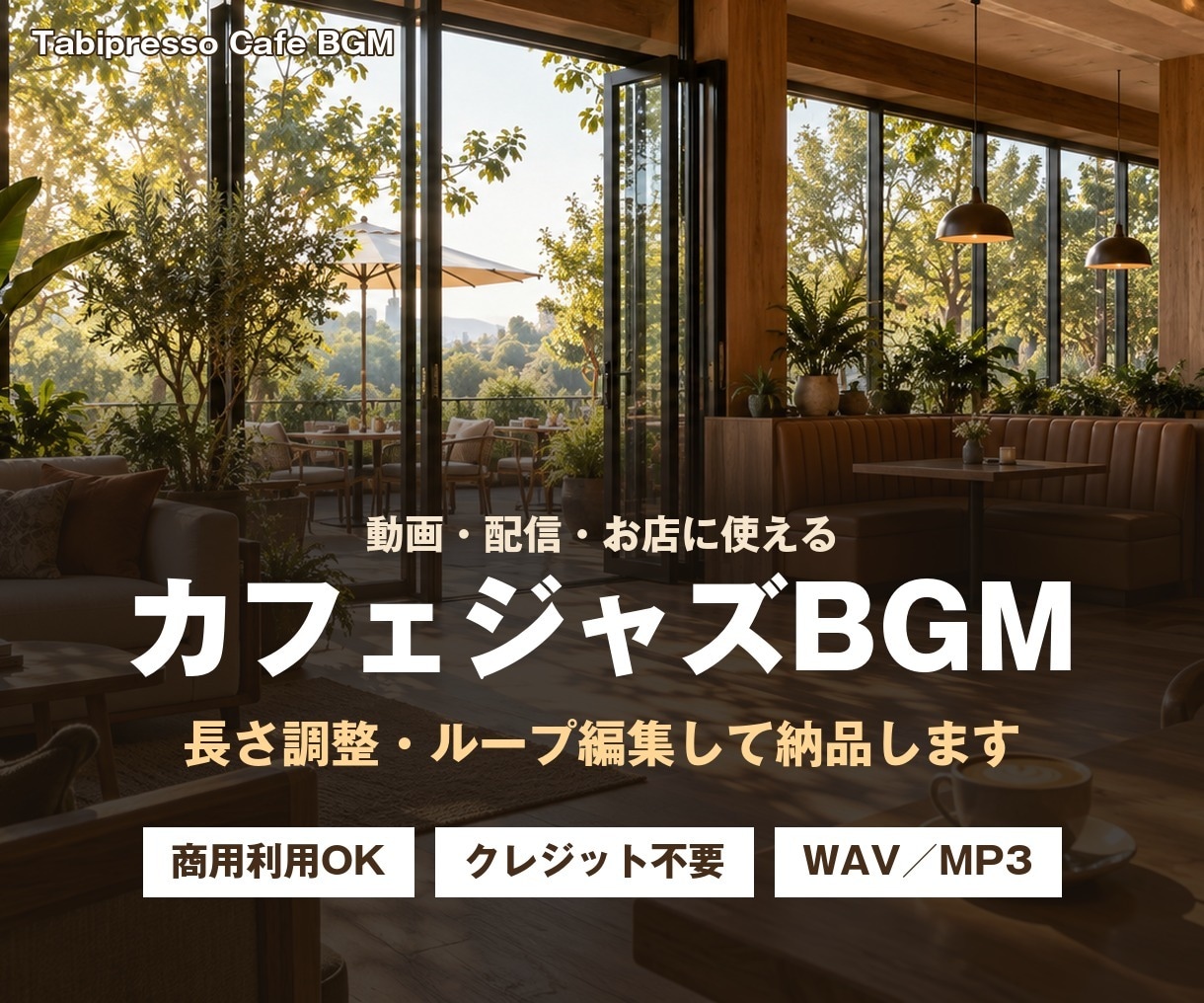 カフェBGM8曲【動画・配信・店舗用】を納品します 商用OK・クレジット不要。全8曲をWAVとMP3で イメージ1
