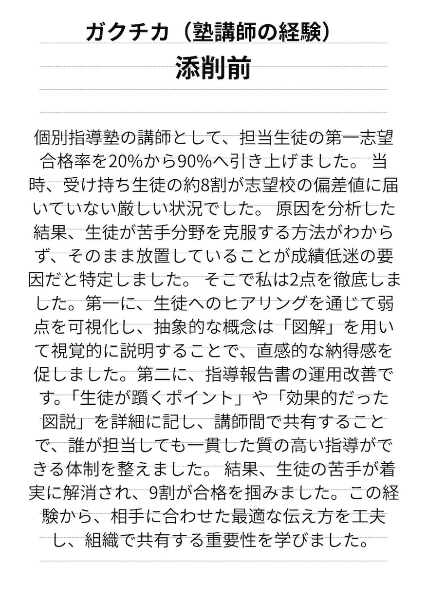 難関企業に受かるESへ！プロが添削します 世界一分かりやすいES添削がモットー（アドバイスシート作成） イメージ4