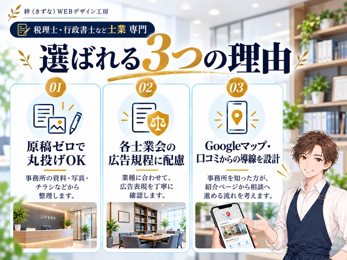 税理士・行政書士など士業専門のLPを作ります 相続・補助金などテーマ別LP｜広告規程に配慮・丸投げOK イメージ3