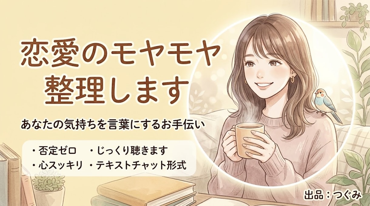 恋愛や心のモヤモヤ整理します モヤモヤを否定せずじっくり伺い、言葉にするお手伝いをします イメージ1