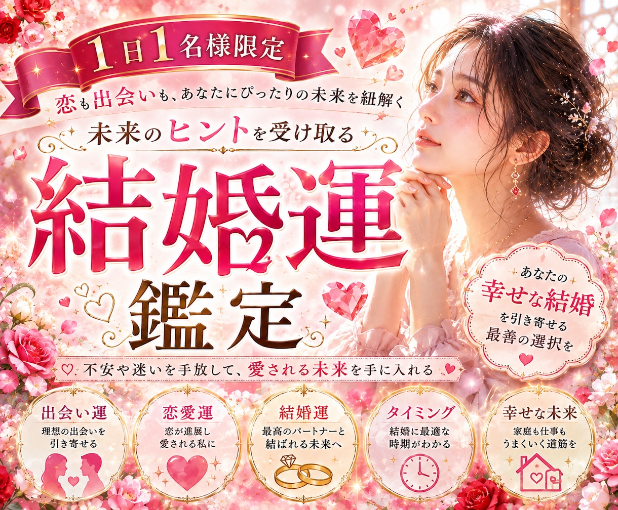 あなたの幸せは？結婚運特化の霊視鑑定します 自分が嫌いだけど幸せになりたいあなた。幸せになれます。 イメージ1