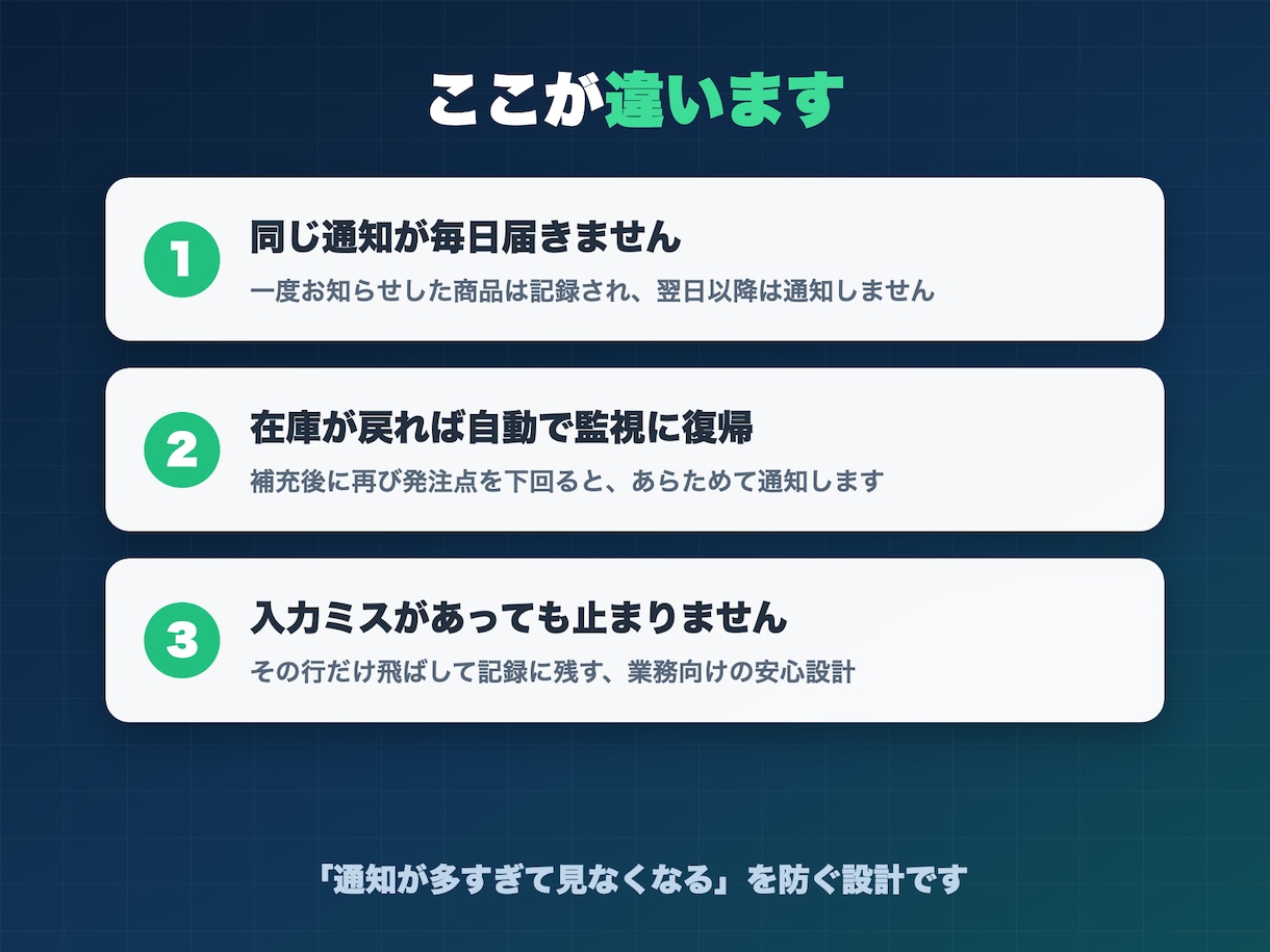在庫の発注忘れをなくす自動メール通知を作ります 毎朝自動で在庫をチェック。月額費用ゼロ イメージ2
