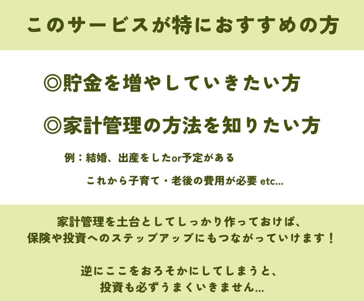 家計を整えて、毎月貯まる仕組み作ります 家計の4つのグループ分けとお金の管理方法を身につけよう イメージ8