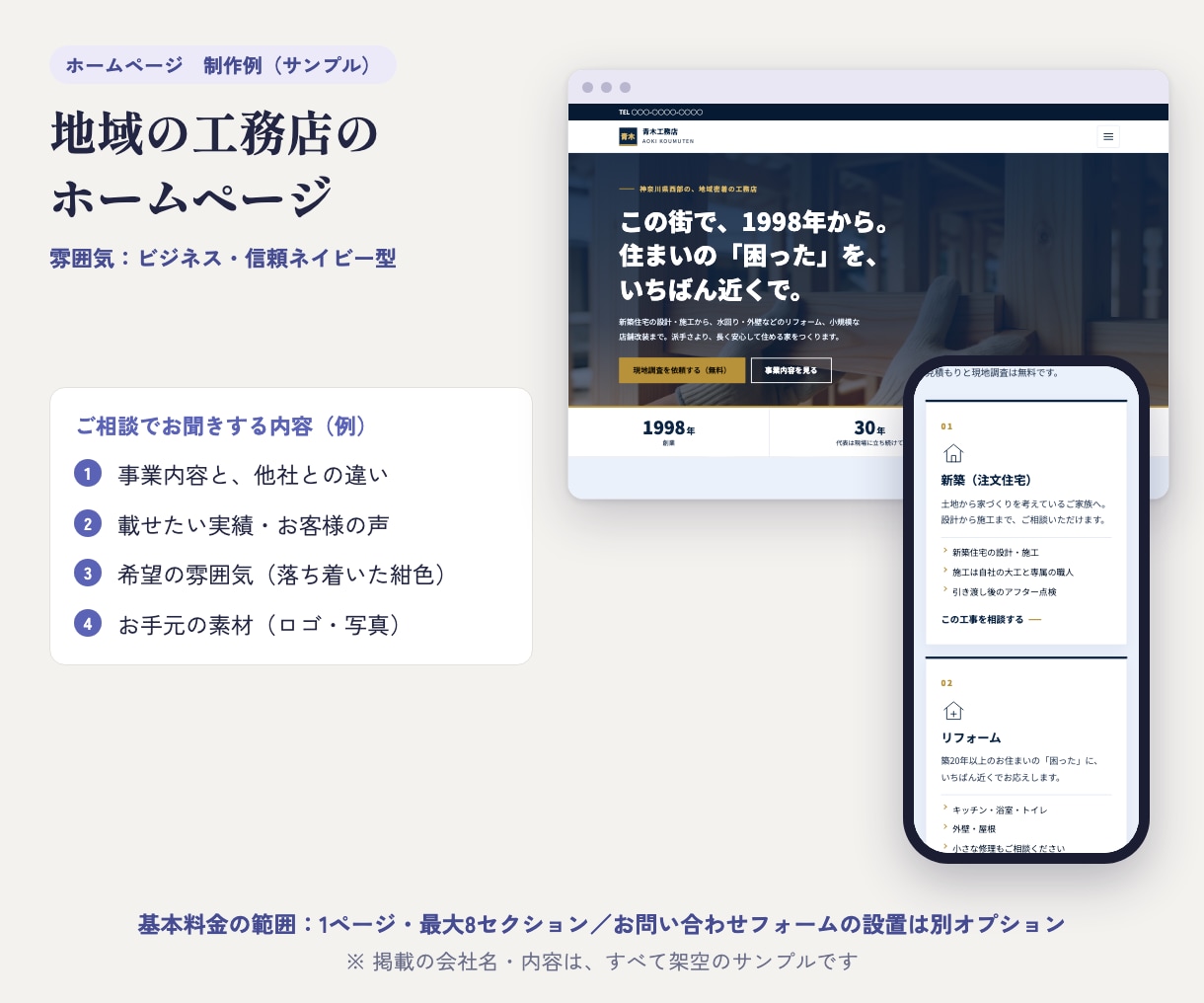 小さな会社のホームページを最短3日で作ります 先にご相談。内容と金額を確定してからご購入いただけます イメージ3