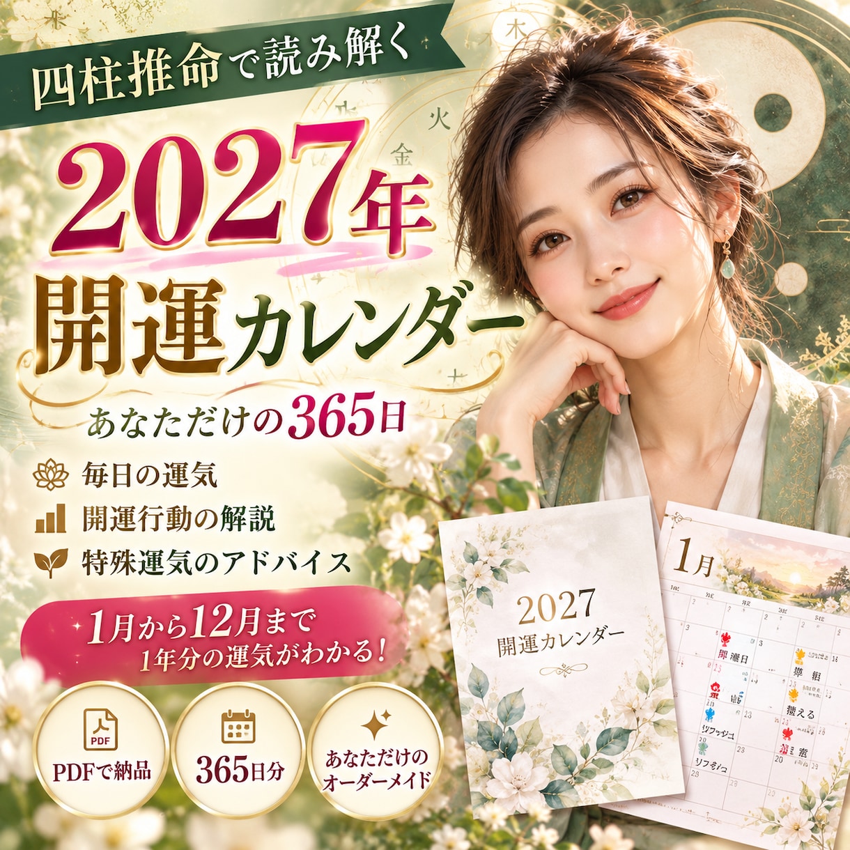 四柱推命で2027年の開運カレンダーを作成します 未来のチャンスを見逃さない！開運日を味方につける毎日へ イメージ1