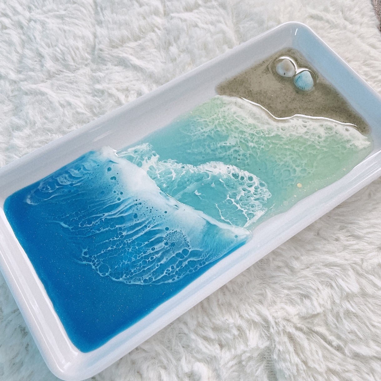 海のトレー作ります レジンを使った波アートでお札のトレーにも使える イメージ1
