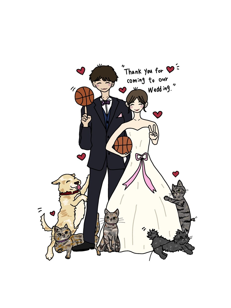 結婚式のウェルカムボードを作成します 温かい雰囲気のイラストを描きます‎^_^ イメージ1