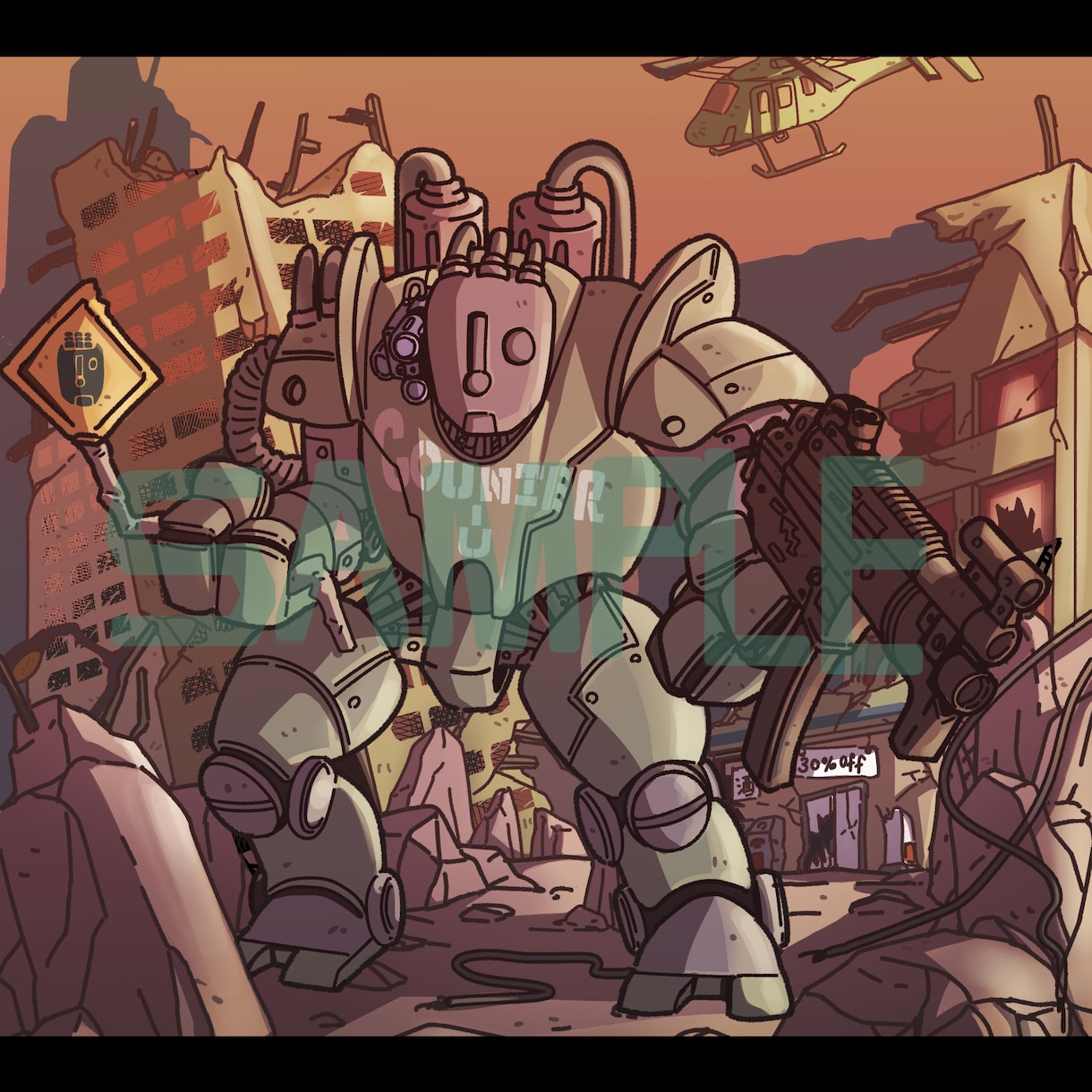 ロボット、ポップな人物ミリタリー系イラスト描きます ポップで親しみやすく、音楽のmvやsnsアイコンにも! イメージ1