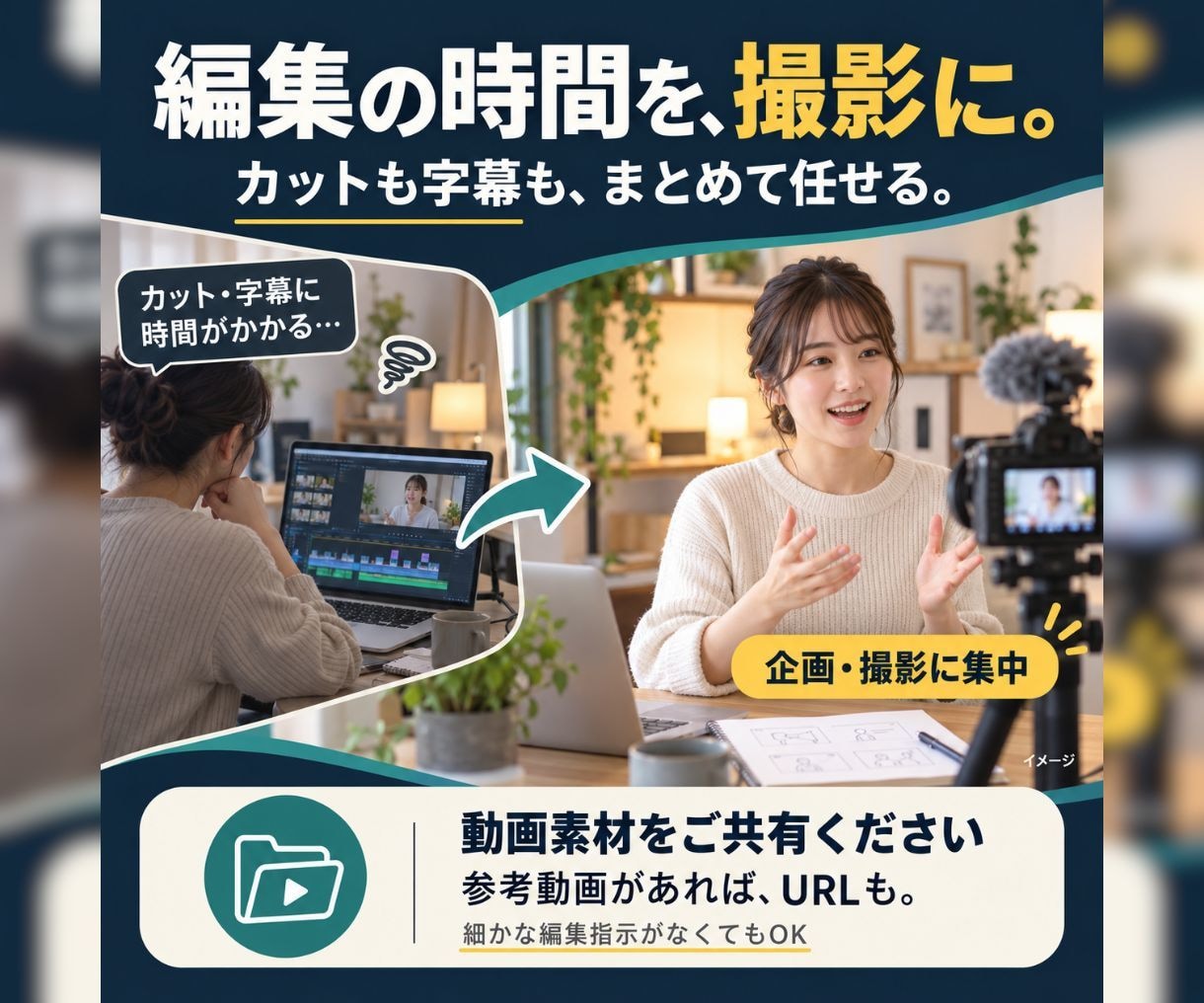 YouTubeのカット・テロップ編集を代行します 派手すぎない、でも見やすい。カット・字幕・BGM・SE対応 イメージ2