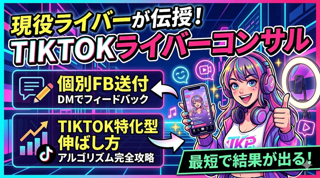 TIKTOKライブの伸ばし方+営業動線まで教えます 【現役ライバー】TIKTOK特化型のマーケ・基礎・FBなど イメージ1
