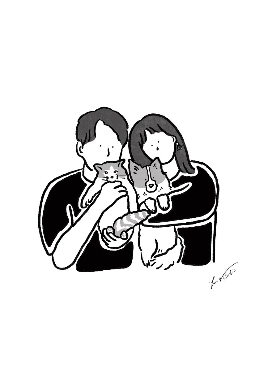 ペットと2ショットイラスト描いてます シンプルだけど温かみのあるイラストです イメージ5
